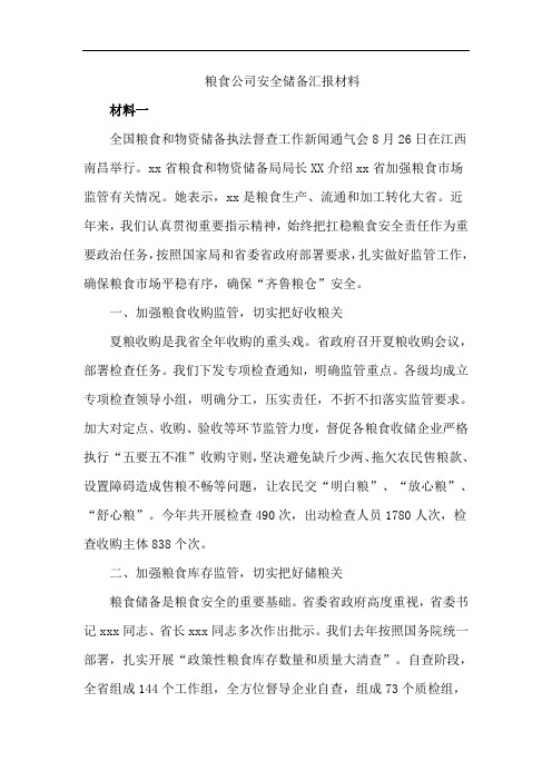粮食公司安全储备汇报材料
