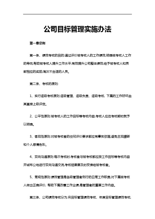 公司目标管理实施办法