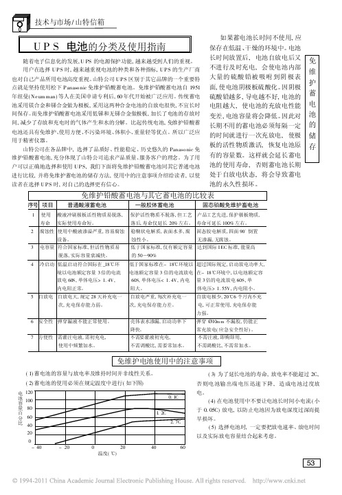 UPS电池的分类及使用指南