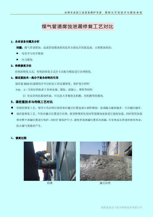 煤气管道腐蚀泄漏修复工艺对比(多图)