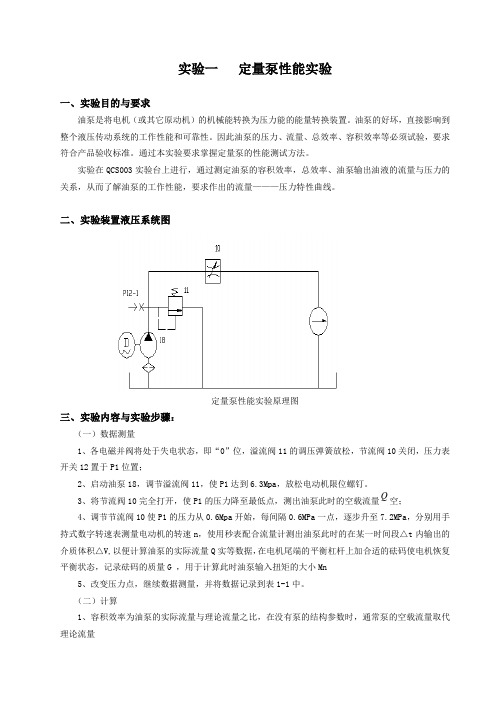 实验一定量泵性能实验
