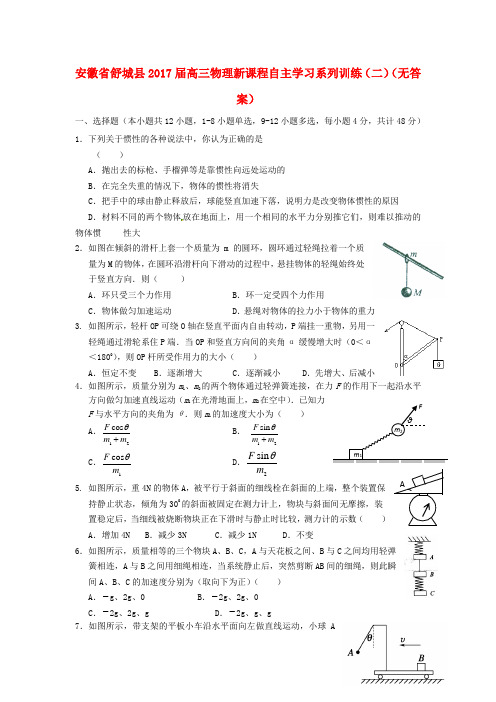 安徽省舒城县高三物理新课程自主学习系列训练(二)(无