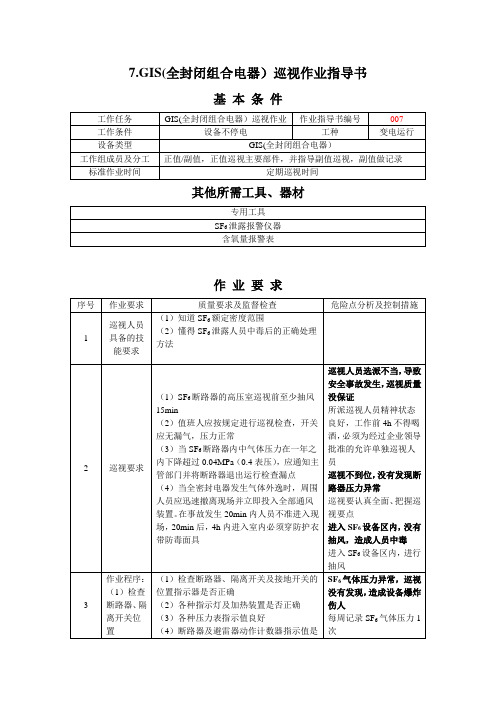 GIS(全封闭组合电器)巡视作业指导书