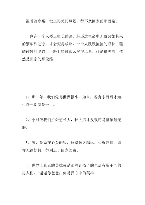 温暖治愈系世上再美的风景,都不及回家的那段路