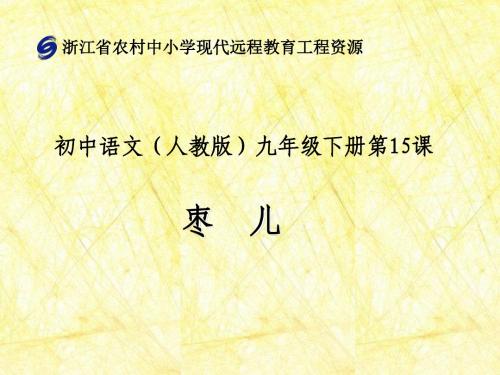 教版语文九年级下册第十五课《枣儿》(第二课时)课件