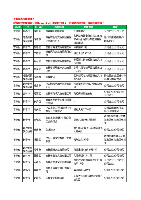 2020新版吉林省实业有限公司工商企业公司商家名录名单黄页联系号码地址大全399家