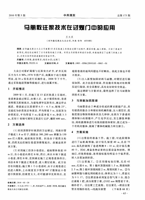 马丽散注浆技术在过煤门中的应用