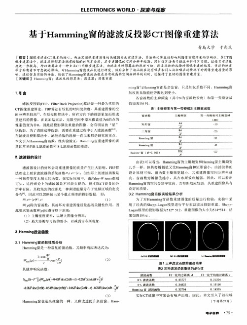 基于Hamming窗的滤波反投影CT图像重建算法