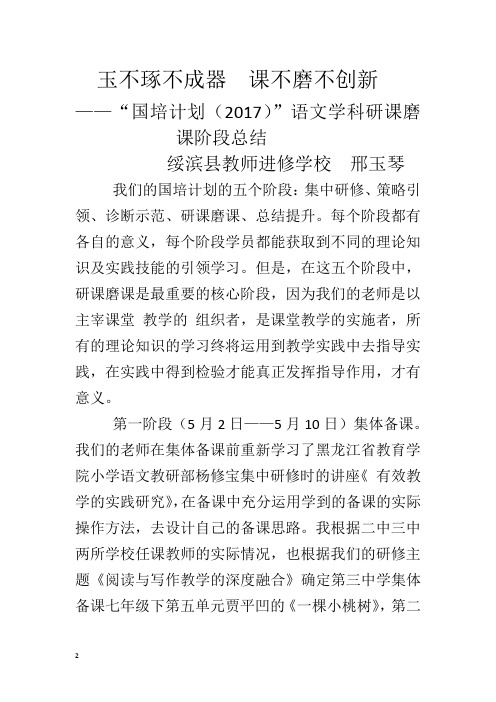 玉不琢不成器  课不磨不创新