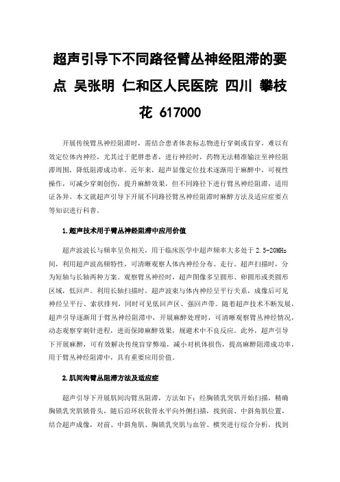 超声引导下不同路径臂丛神经阻滞的要点