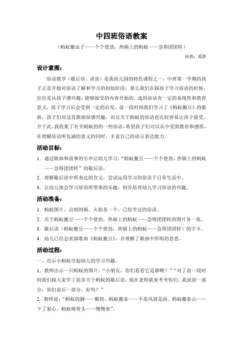 中四班俗语教案：蚂蚁