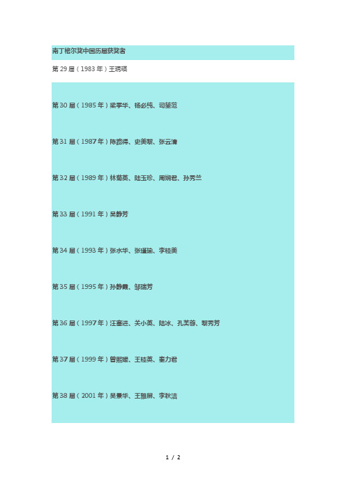 历届南丁格尔奖获得者