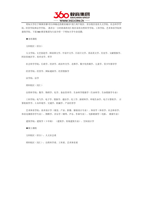 韩国明知大学专业设置介绍