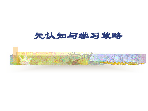元认知与学习策略