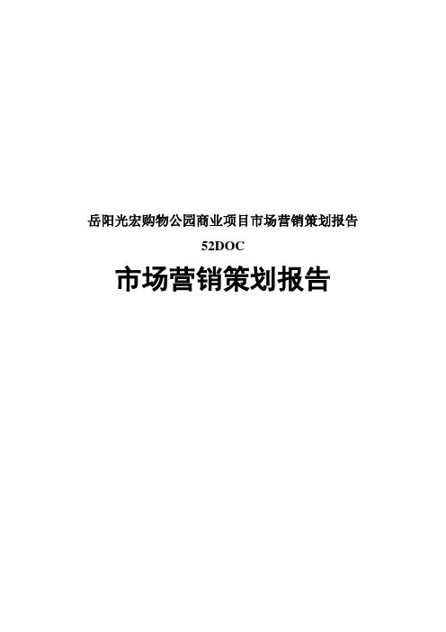 岳阳光宏购物公园商业项目市场营销策划报告52DOC