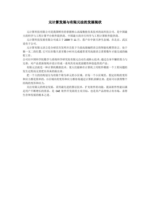 元计算发展与有限元法的发展现状