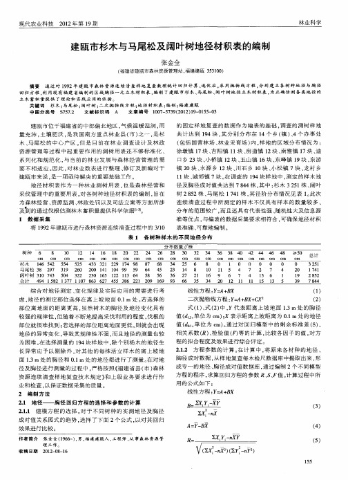 建瓯市杉木与马尾松及阔叶树地径材积表的编制