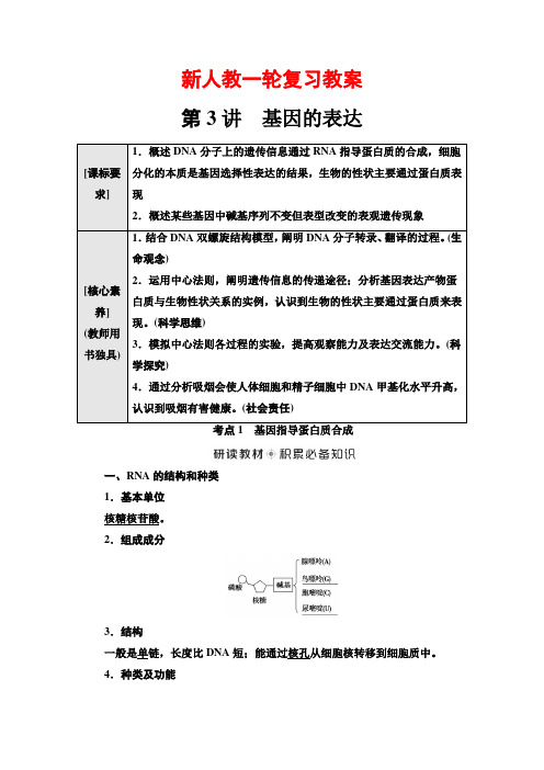 新人教一轮复习教案：必修2 第6单元 第3讲 基因的表达