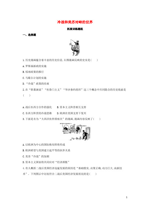 2020版中考历史总复习 主题二十一 冷战和美苏对峙的世界(拓展训练题组)模拟试题