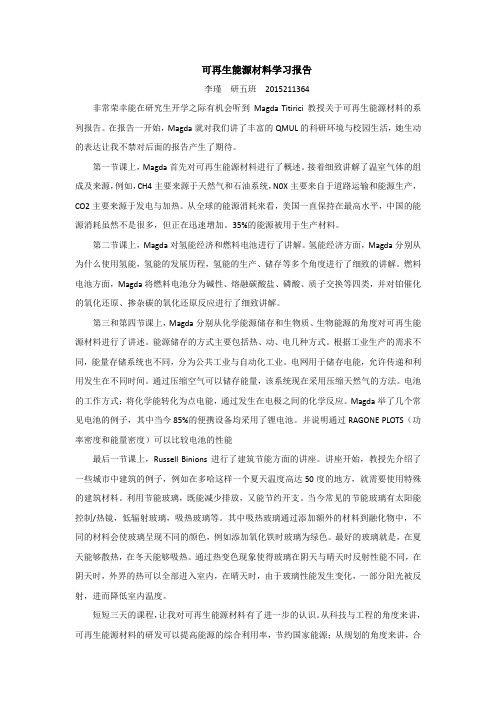 可再生能源学习报告