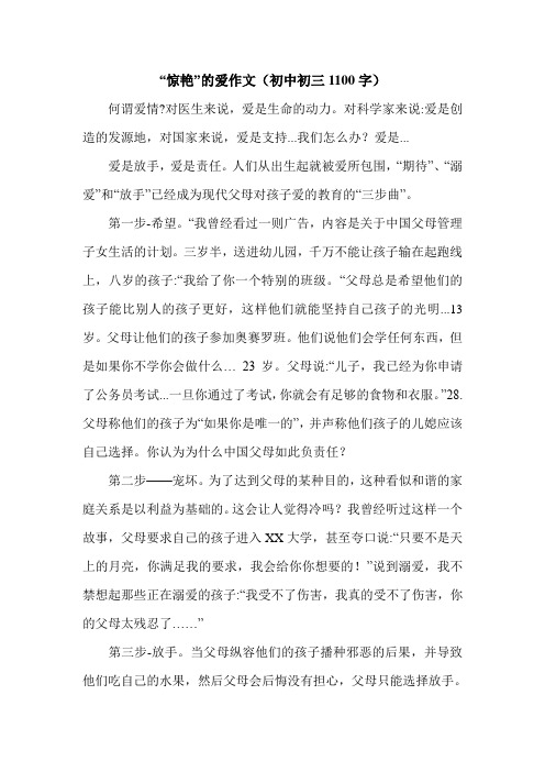 “惊艳”的爱作文(初中初三1100字).doc