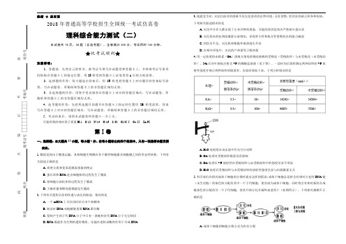 2019年高考最后冲刺10套绝密仿真卷  理综(二)