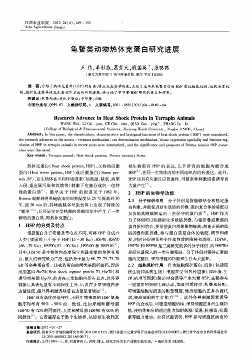 龟鳖类动物热休克蛋白研究进展