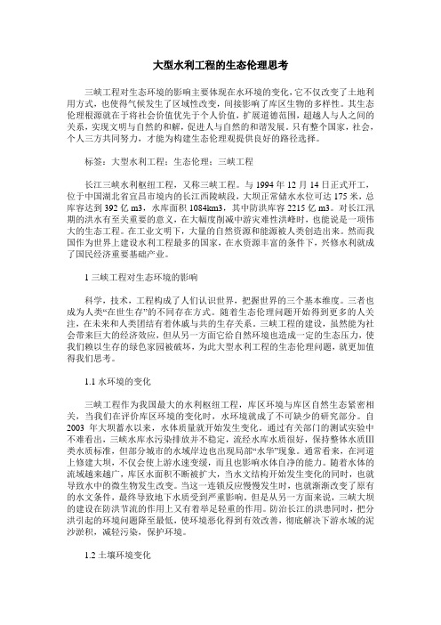 大型水利工程的生态伦理思考