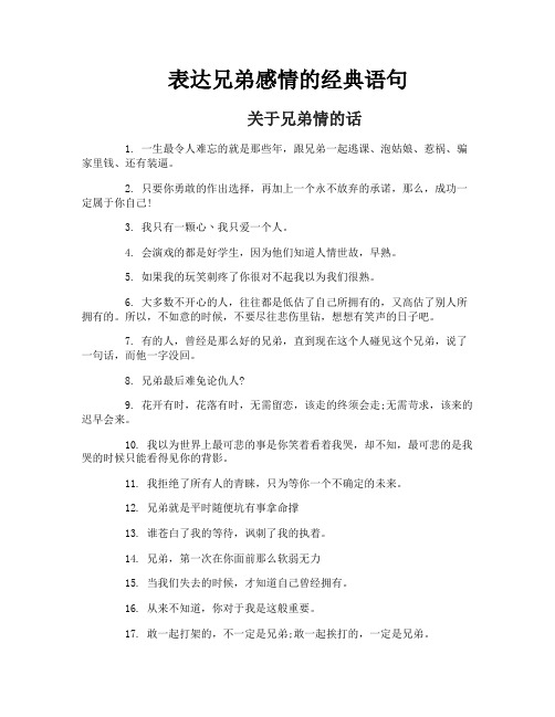 表达兄弟感情的经典语句