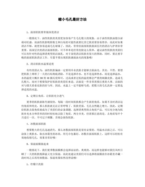 缩小毛孔最好方法