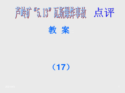 芦岭矿“5.13”瓦斯爆炸事故点评