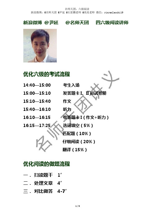 六级考前押睛点题班--阅读讲义