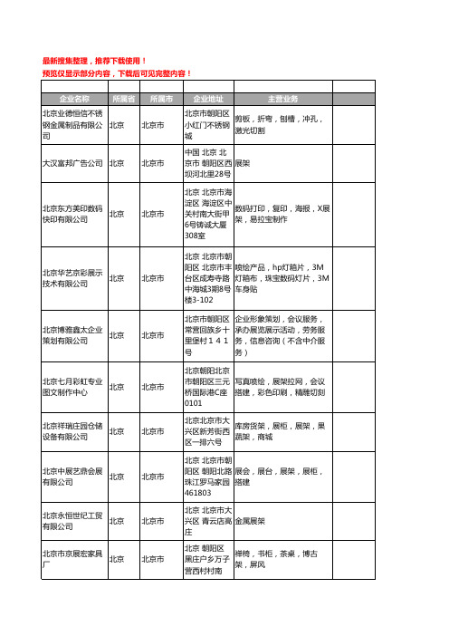 新版北京市展架工商企业公司商家名录名单联系方式大全378家