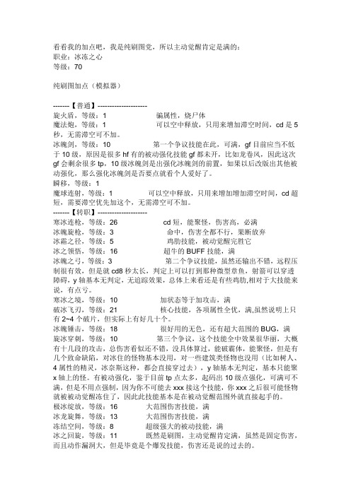 冰洁师加点