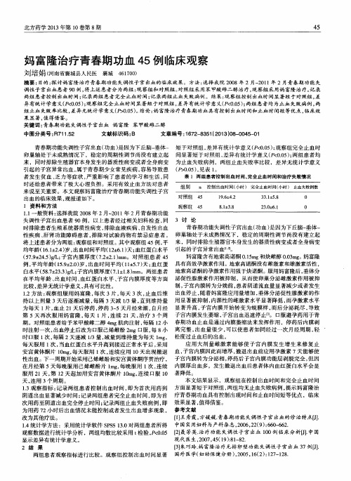 妈富隆治疗青春期功血45例临床观察