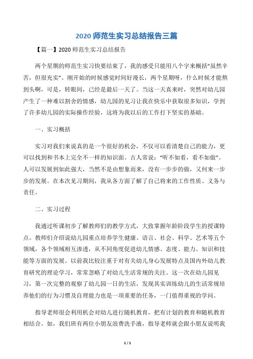 2020师范生实习总结报告三篇