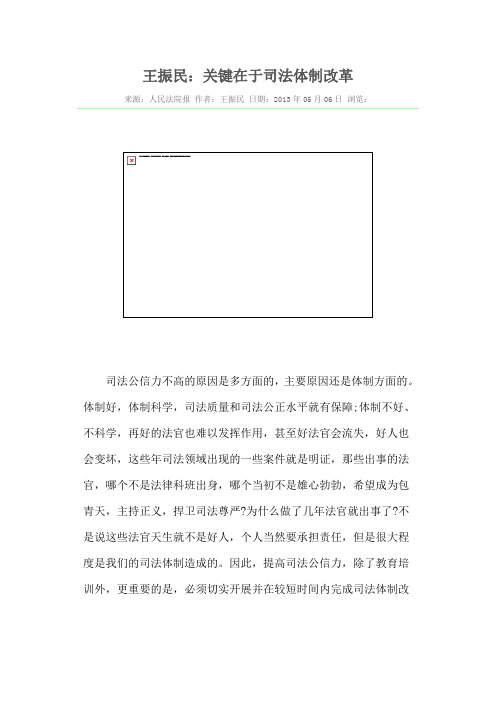 王振民：关键在于司法体制改革