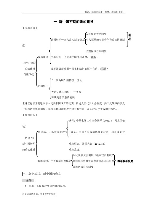 必修1全册学案：1、新中国初期的政治建设 Word含解析  