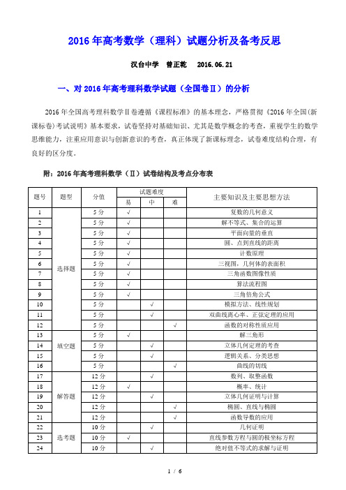 2016高考数学(理)试题分析报告