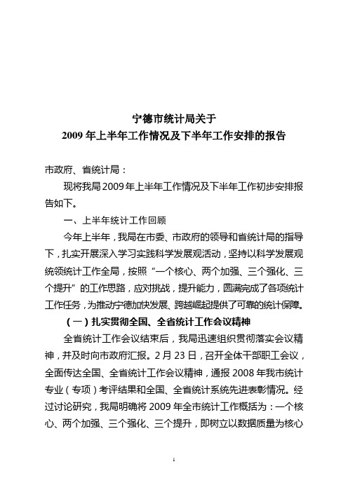 宁德市统计局201X年上半年工作总结
