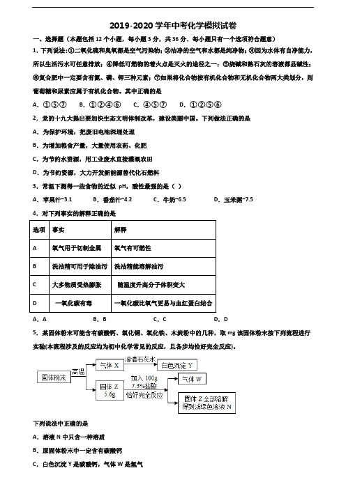 (3份试卷汇总)2019-2020学年山西省阳泉市中考化学预测试题