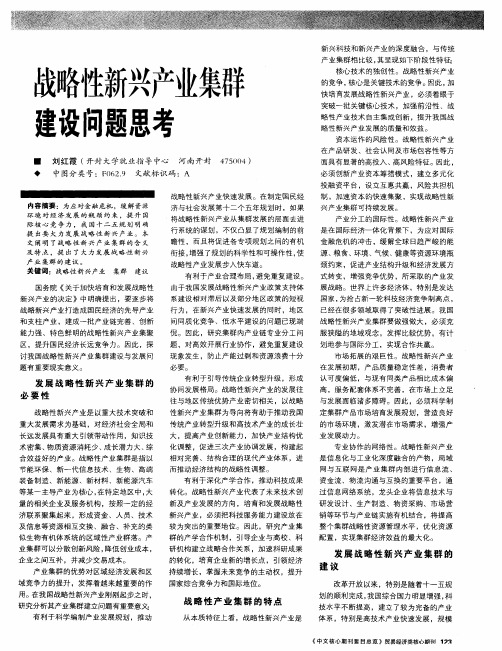 战略性新兴产业集群建设问题思考