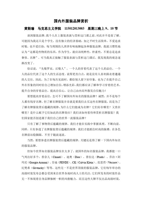 国内外服装品牌赏析分析