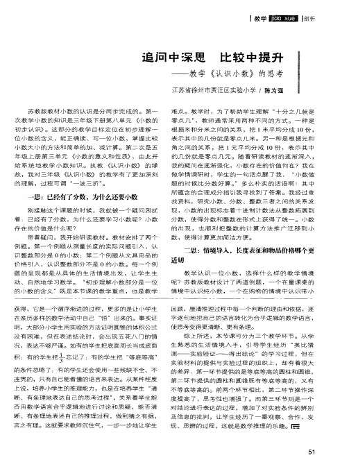 追问中深思 比较中提升——教学《认识小数》的思考