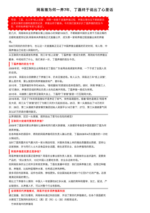 网易猪为何一养7年，丁磊终于说出了心里话