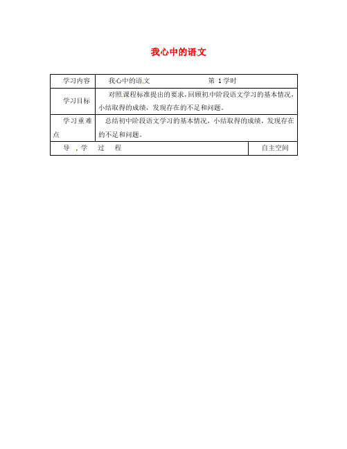 江苏省连云港市灌南县九年级语文下册 专题 我心中的语文(第1课时)学案(无答案) 苏教版(通用)