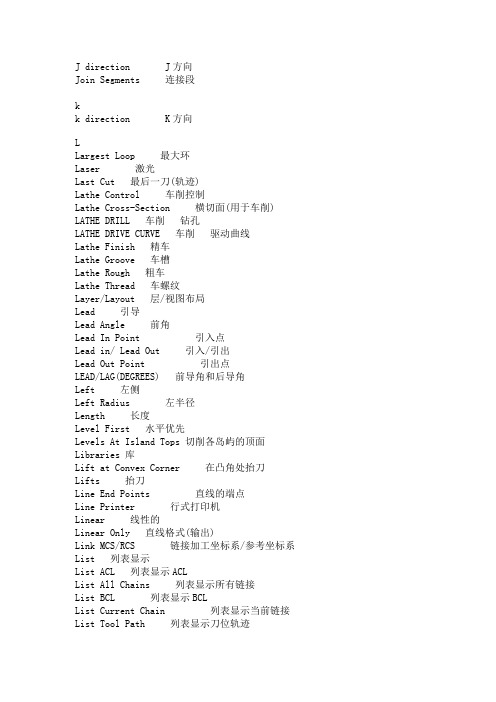 UG加工模块中英文对照