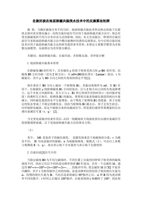 自旋回波在地面核磁共振找水技术中的反演算法初探