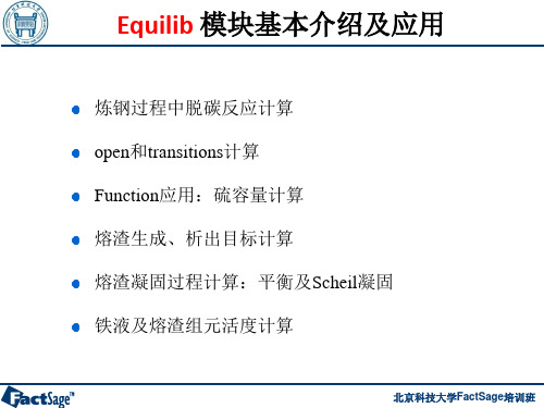 Factsage培训equilib模块
