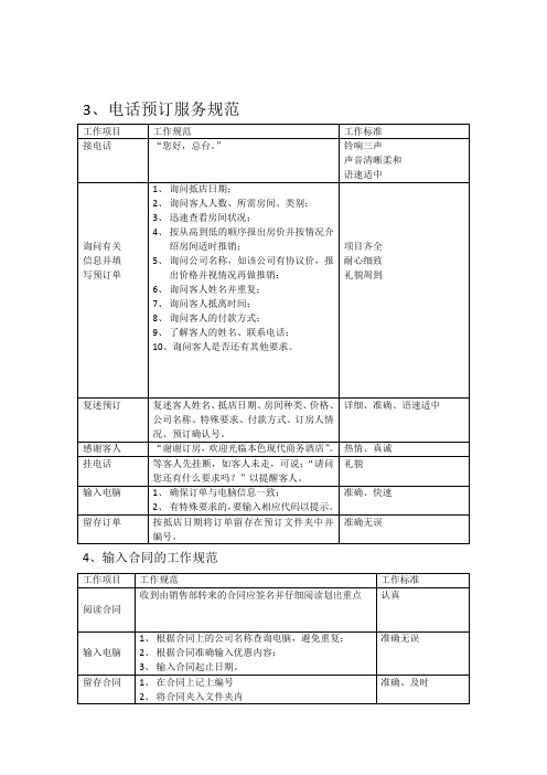 3电话预订服务规范